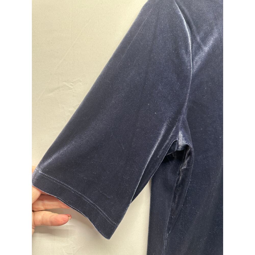 NWT Banana Republic Velvet Mock Neck 3/4 Sleeve Blue Classy Old Money‎ Preppy - Picture 3 of 8